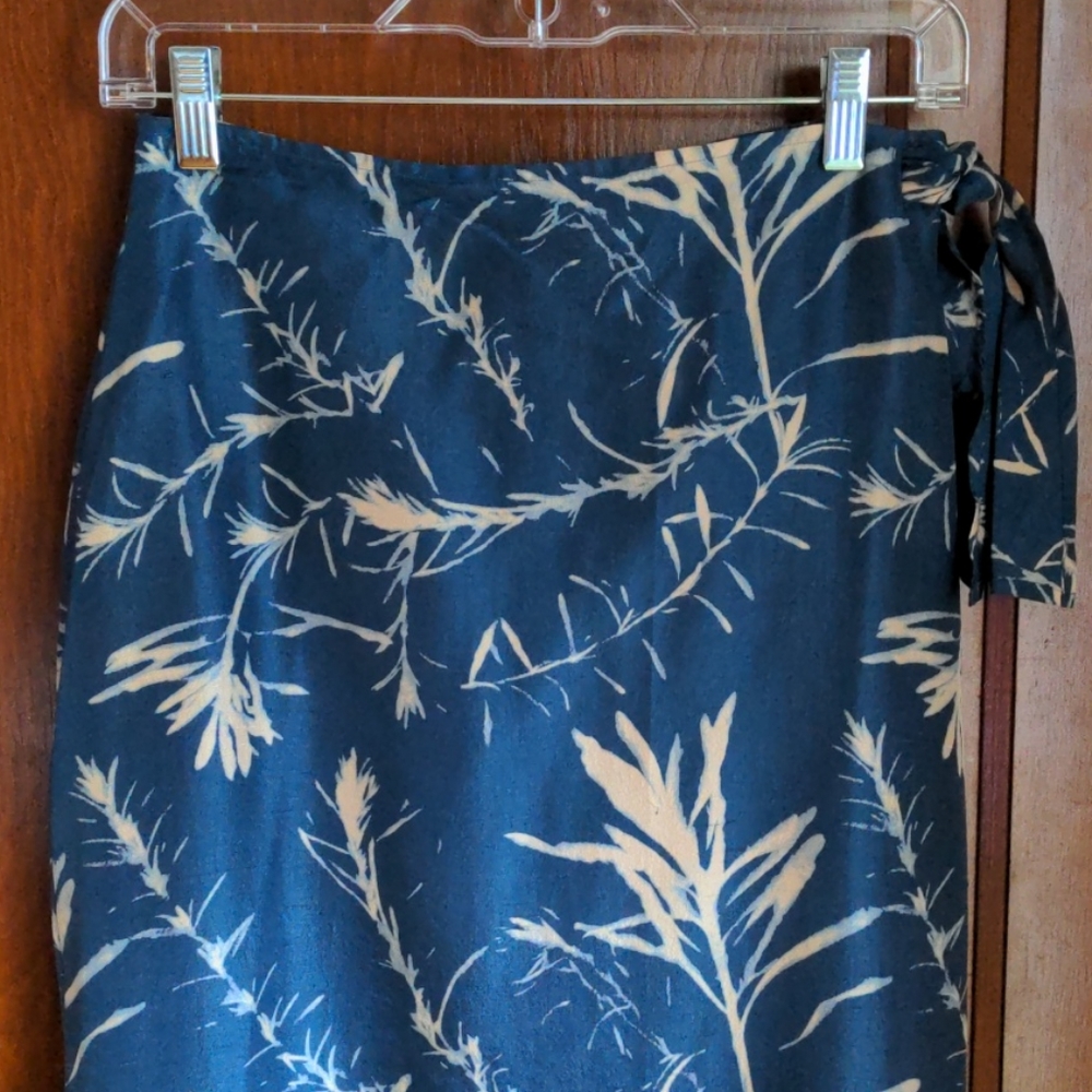Blue silk wrap skirt